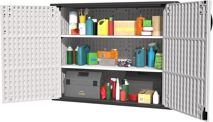 Patiowell Shelf of Plastic Outdoor Storage Cabinet, 26/50 Cu Ft Lockable Outdoor Storage Shed Waterproof Patio Tools Storage Box (2 Shelves),White - Image 3