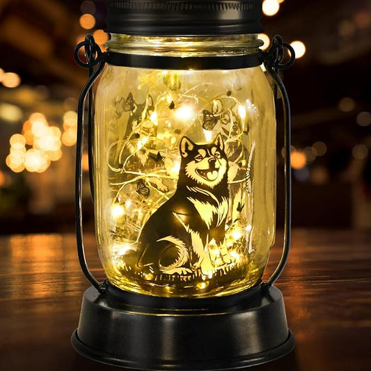 kyoryuger Alaskan Malamute Gifts for Women/Men, Pet Solar Lanterns Alaskan Malamute Dog Lover Lantern Pet Loss Dog Memorial Lights Solar Garden Decoration for Yard,Patio,Torches Lights Home Decor