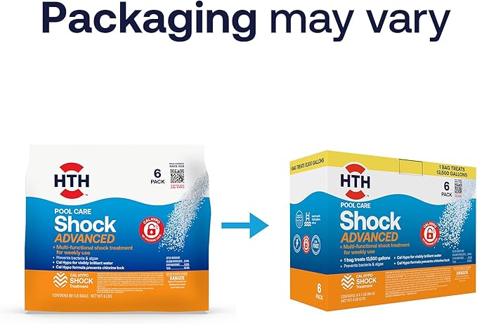 HTH 52036R Pool Care Shock Advanced, Swimming Pool Chemical - Cal Hypo Formula, Prevents Bacteria & Algae, Restores Crystal Clear Water - Shock Treatment, (6 Pack) - Image 5