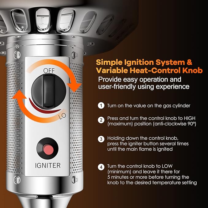 Giantex Outdoor Propane Heater, 48000 BTU Standing Gas Heater w/Shelf Tabletop & Wheels, Tip-Over Protection & Auto Shut Off, CSA Certified, Portable Patio Heater for Home & Commercial Use (Bronze)