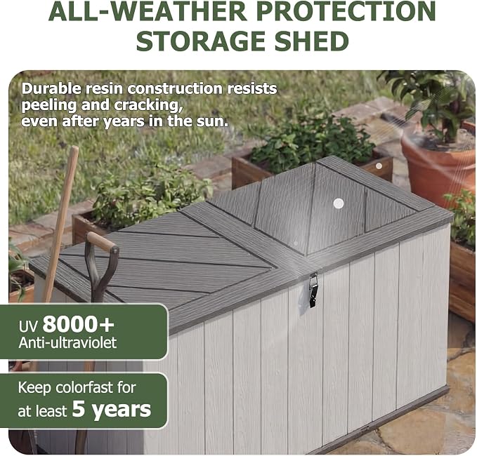 Aoxun 21 Cu.Ft Outdoor Storage Shed, Large Resin Storage Shed with Lid, Waterproof & UV-Resistant Patio Storage for Cushions, Garden Tools, and Pool Accessories (White) - Image 3
