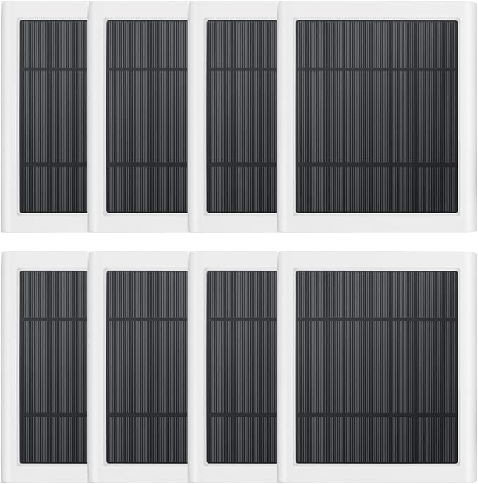 8 Pack IP65 Solar Panel for Rings Camera, 4W Solar Charger Compatible with Rings Spotlight &All-New Stick Up Outdoor Cam Battery, 10ft Long Cable with USB-C to Barrel Plug Adapter by Paodekua
