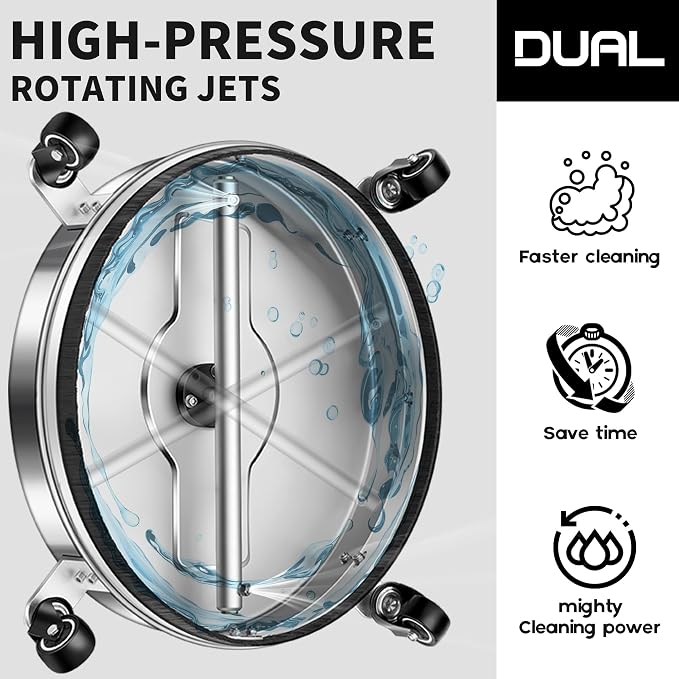 16.5" Pressure Washer Surface Cleaner with 4 Wheels - Stainless Steel Surface Cleaner for Pressure Washer Attachment for Concrete, Driveway, Patio, Sidewalk, Deck and Daily Washing - PWS16.5 - Image 4
