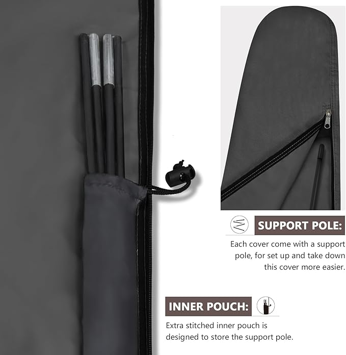 ULTCOVER Patio Parasol 600D Waterproof Outdoor Market Umbrella Cover - Fits Market Umbrella 7-10 Feet, Black - Image 5