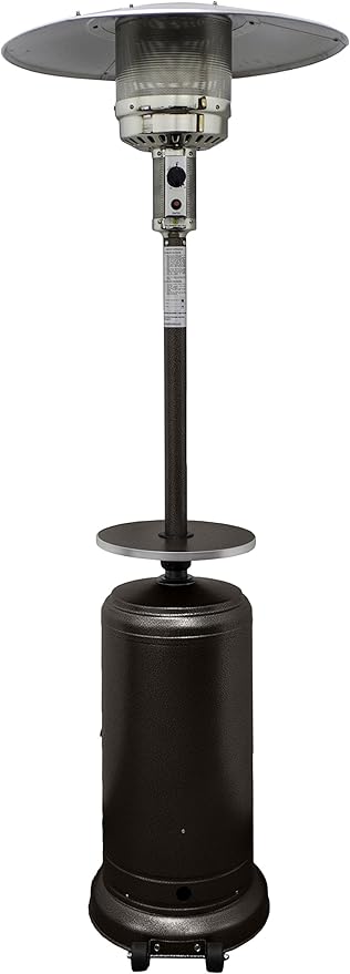 AZ Patio Outdoor Propane Gas Patio Heater, 48K BTU's, Open Door Design, Adjustable Table, Single pole, CSA approved, Hammered Bronze Finish