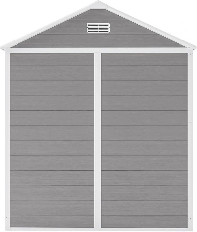 YOPTO 6x5 FT Resin Storage Shed,Garden House with Floor & Lockable Door,Waterproof Plastic Tool Sheds W/Slanting Roof Visual Window & Air Vents for Bicycles,Lawnmowers,Lawn,All Weather Use,Gray - Image 22