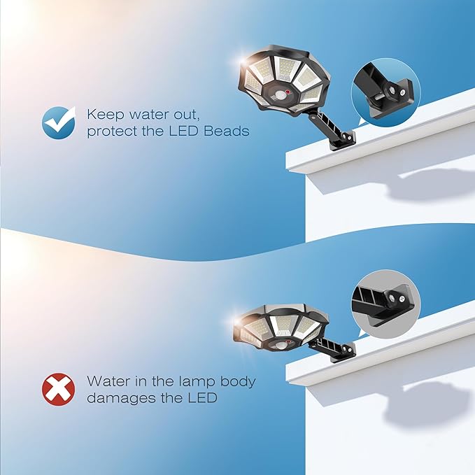Solar Lights Outdoor, 168LED 6500K Flood Light Dusk to Dawn, 8 Sides Solar Outdoor Lights with Motion Sensor, IP66 Waterproof Solar Street Lights Outdoor for Yard, Pools(4 Pack)
