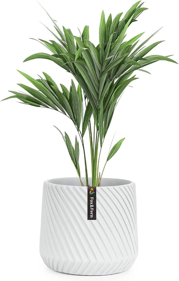 Fox & Fern Plant Pot, Large Plant Pots for Indoor & Outdoor, UV & Frost Resistant Plant Vase with Drainage Plug, Polystone, Large Indoor Pots for Plants & Flowers, House Indoor Plant Pot, Single Pot