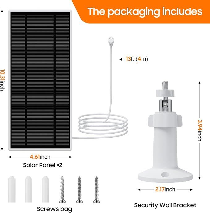 Solar Panel for Google Nest Camera, 2Pack Upgraded Solar Power Charger for Google Nest Cam Indoor & Outdoor(Battery Version), Flexible Solar Panels with IP65 Waterproof 13.1Ft Charging Cable - Image 7