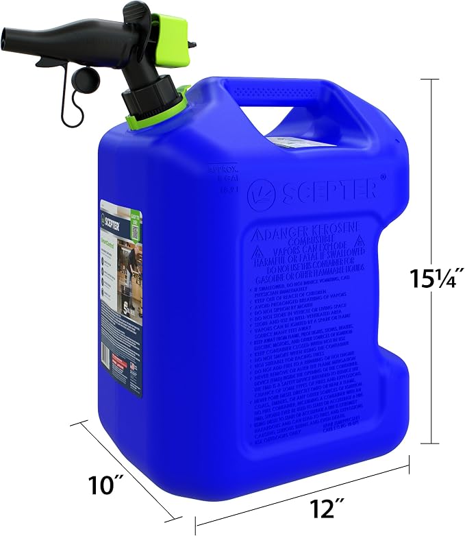 Scepter FSCK552 Fuel Container with Spill Proof SmartControl Spout, Blue Kerosene Can, 5 Gallon (Pack of 4) - Image 2
