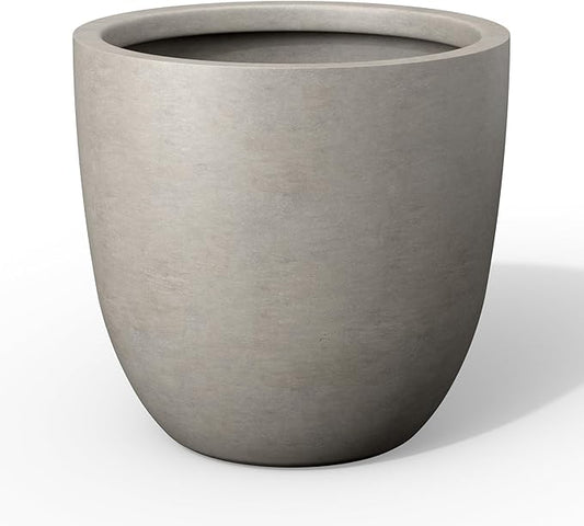 Kante 18 Inch Dia Round Concrete Planter, Indoor Outdoor Large Plant Pot with Drainage Hole and Rubber Plug for Home Patio Garden, Weathered Concrete