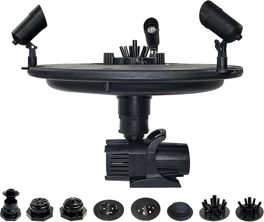 HALF OFF PONDS Floating Fountain, 3/4 HP Pond Aerator, 200 ft Cord, 8,000 GPH Water Pump, 11 Spray Patterns, Color-Changing LED Lights, for Ponds, Lakes & Water Gardens
