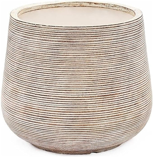 LuxenHome 17" Dia Large Round Planters for Indoor Plants, Outdoor Planters with Drainage Holes, Farmhouse Distressed Plant Pots Indoor & Outdoor for Home Garden Patio
