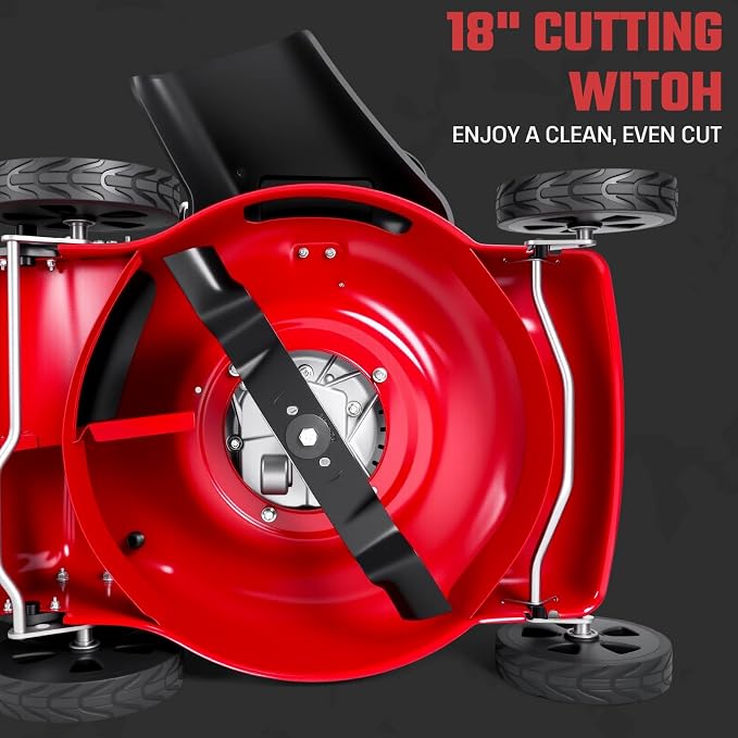 131cc Foldable Gas Lawn Mower, Self-Propelled Rear-Wheel Drive, 18 Inch Cutting Width, 50L Grass Bag, 3-in-1 Mulching/Side Discharge/Rear-Bagging, Lightweight Push-Button Start Mower - Image 7