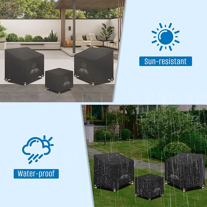 SIRUITON 3 Piece Outdoor Veranda Patio Garden Furniture Cover Set with 420D Durable and Water Resistant Fabric,Fit for Outdoor Wicker Patio Furniture Sets/Rattan Chair Conversation Sets-Balck - Image 6