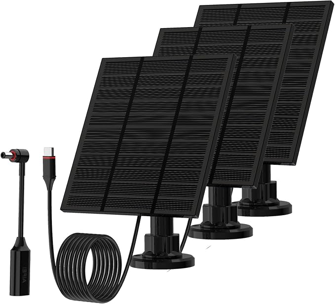 Solar Panels for Ring Camera Outdoor (New Generation) 5W 5V Solar Panel Charger with USB-C&Plug for Spotlight Cam Plus&Stick Up Cam Pro.Waterproof IP65 360°Adjustable 2M Cable (Black, 3) by Unknown