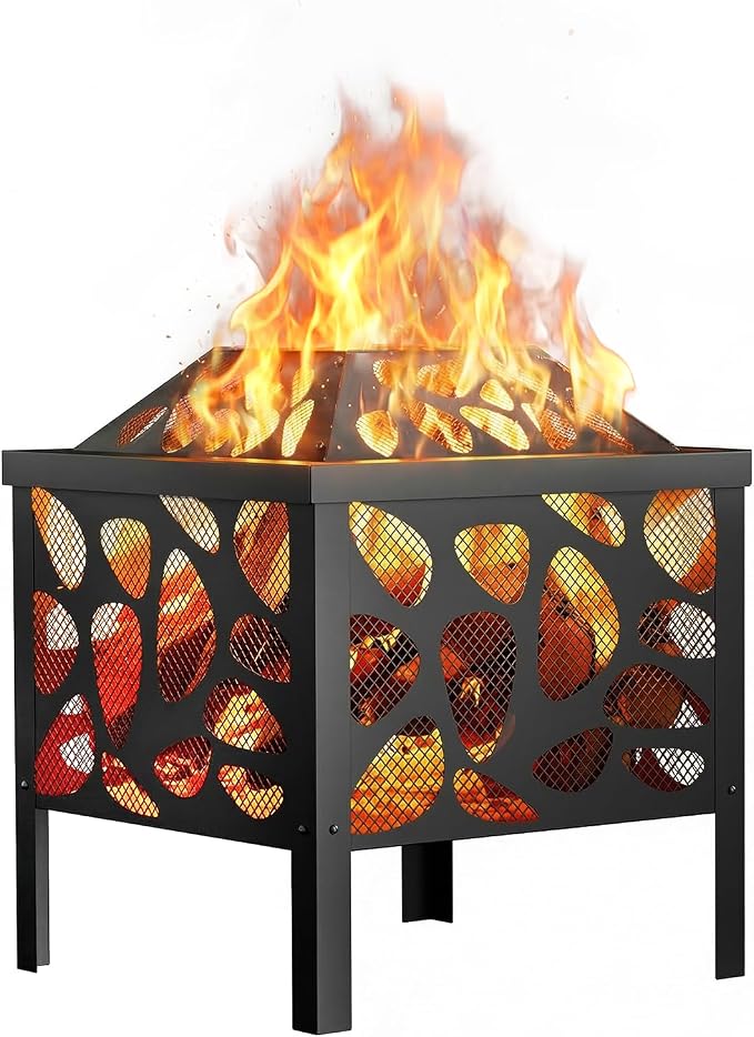 15.7 inch Small Fire Pit for Outside, Outdoor Wood Burning Fire Pit, with Anti-Spark Mesh Guard, Small Bonfire Pit,Firepit Bowl for Patio Camping Backyard Deck Picnic Porch by Danluke