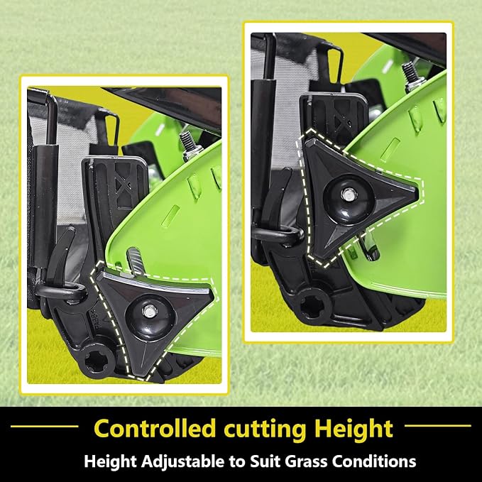 14-Inch 5-Blade Manual Push Reel Lawn Mower Cordless, with Removable Grass Catcher Bag & Adjustable Cutting Height, for Yard & Garden Grass Cutting - Image 6