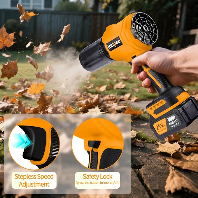 Leaf Blower Cordless,Battery Powered 800,000 RPM Electric Leaf Blower with 2 x 4.0Ah Battery and Charger Handheld Blowers for Lawn Care,Dust,Snow,Car Blowing Water with 2 Extended Nozzle,Orange - Image 6