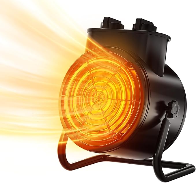 VCJ Outdoor Heaters for Patio, 1500W PTC Portable Greenhouse Heater with Overheat Protection, 3 Heat Modes, 3S Quick Heating Electric Space Heater for Garage, Porch, Home, Office, Grow Tent