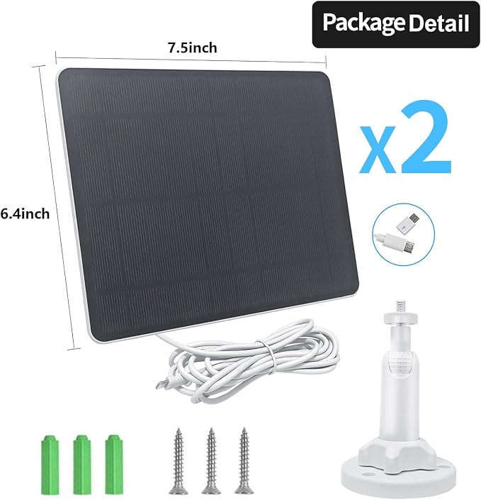 Solar Panel Charger for Arlo Essential 2K Outdoor(2nd Gen)/Essential XL Camera(2nd Gen)/Essential Spotlight Camera, USB C and Micro USB Plug, 9.8ft Cable, Weatherproof (2Pack) - Image 6