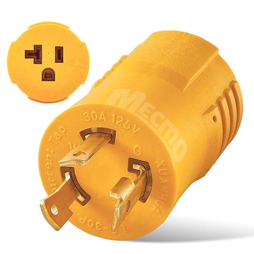 MECMO Shore Power NEMA L5-30P to 5-15/20R RV Generator Adapter, Marine 30 Amp to 110 15 Amp Household Regular Connector, 30A 125V 3 Prong Twist Lock Locking Male L5-30 to 5-15R 5-20R Female Cord by MECMO