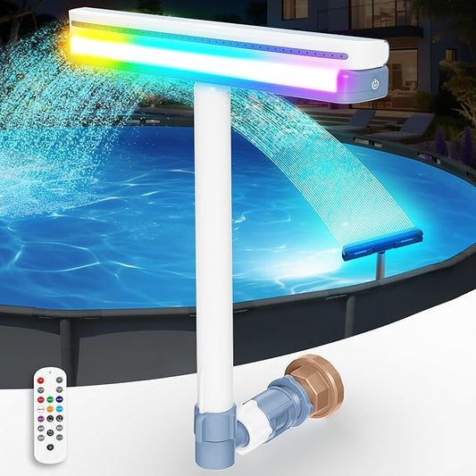 Upgraded Pool Fountain with Remote - Adjustable Waterfall Pool Sprinkler Fountains with Lights, Spray Water Fountains for Above Ground and Inground Pool for Cooling-Orange