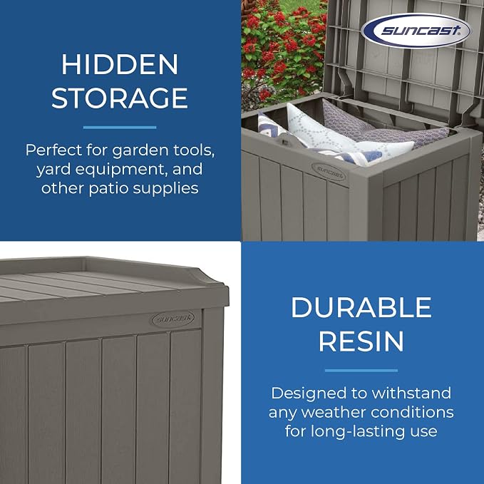 Suncast 2 Pack 22 Gallon Indoor or Outdoor Backyard Patio Small Storage Deck Box with Attractive Bench Seat and Reinforced Lid, Stone Gray - Image 9