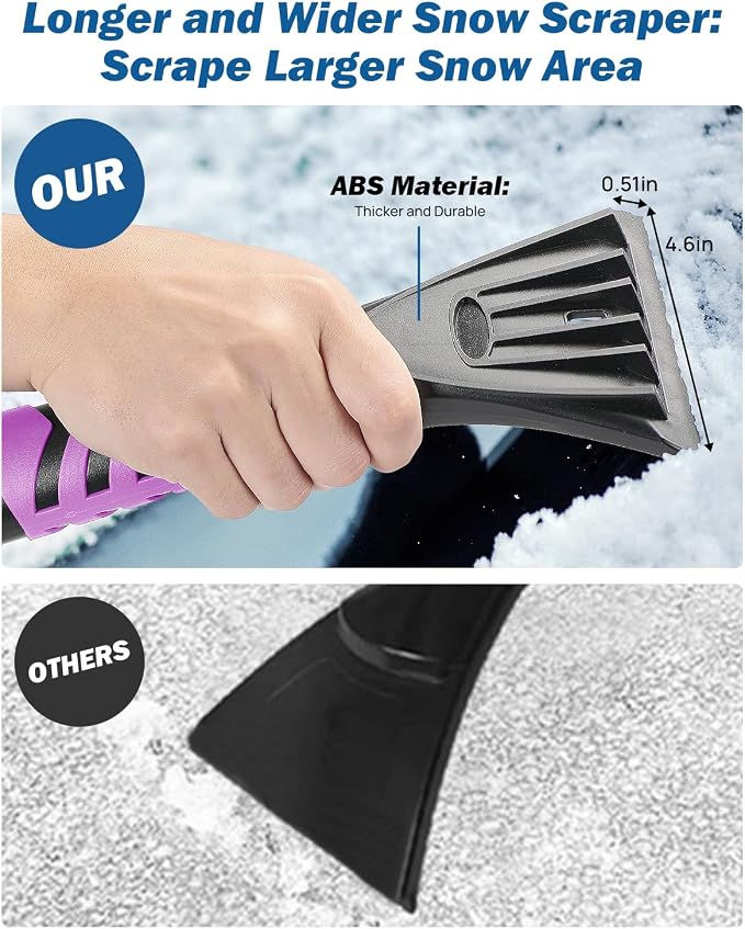 JOYTUTUS 41.5IN Extendable Snow Brush and Ice Scraper, 270°Pivoting Snow Scraper Brush for Car Windshield, Telescoping Ice Scraper, Foam Grip, Heavy Duty Snow Remover for Cars, Trucks, SUV (Purple) - Image 2