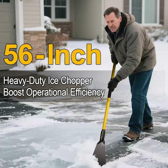 Nohovu Snow Shovel for Driveway Ice Removal, Heavy Duty Ice Scraper with Fiberglass Handle, 56 Inches - Image 5