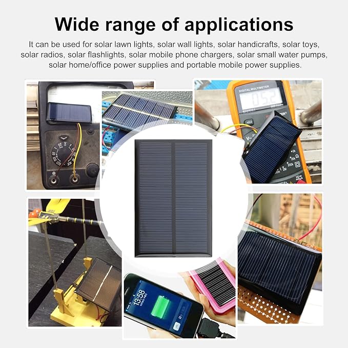 Micro Solar Panels with Wire, 5PCS 5V 200mA Photovoltaic Solar Cells Kit 110mmx60mm / 4.33''x 2.36'' - Image 5