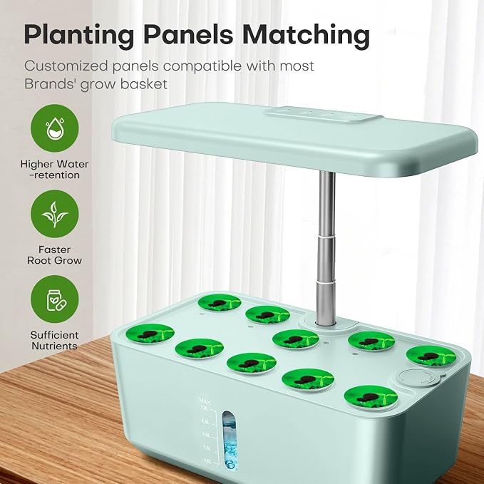 Ahopegarden Indoor Garden Hydroponics Growing System: 10 Pods Plant Germination Kit Herb Vegetable Growth Lamp Countertop with LED Grow Light - Hydrophonic Planter Grower Harvest Lettuce - Image 3