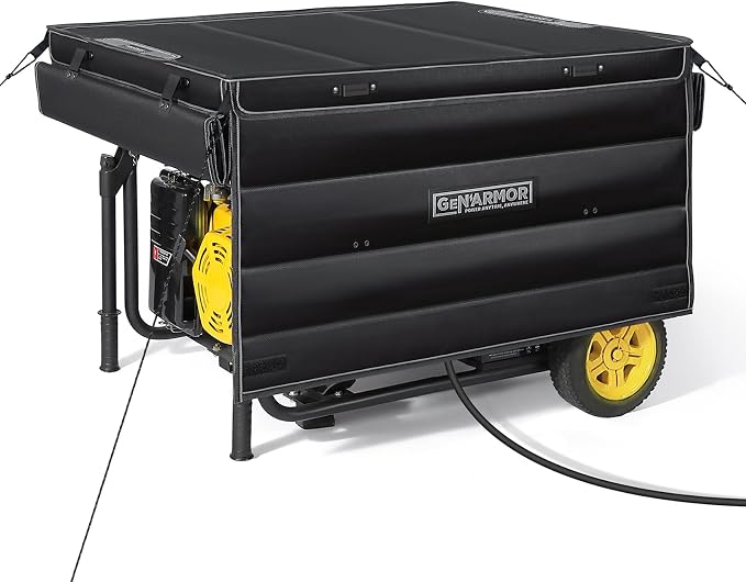 GenArmor Generator Covers While Running, 100% Waterproof Heavy Duty Tarps Generator Tent, Portable Outdoor Generator Enclosure for Most 4000w~13000w Generators, Black, Windproof Kit Version by GeneratorCoverswhileRunning