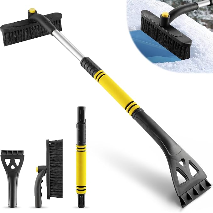 LivTee 32" Snow Brush and Ice Scrapers for Car Windshield, Extendable Car Snow Accessories with Foam Grip, Brush Supports 360 Degree Rotation, Car Winter Removal Tool for Cars, Trucks, SUVs by LivTee