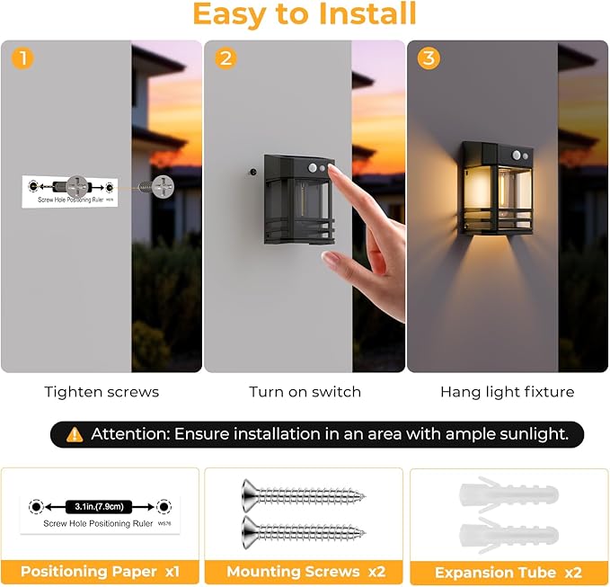 btfarm 6 Pack Solar Wall Lights Outdoor,3 Modes Motion Sensor Lights Dusk to Dawn, IP65 Waterproof Porch Light Solar Powered, 1200mAh Wireless Wall Mount Sconces for Outside Patio, Garage, Yard