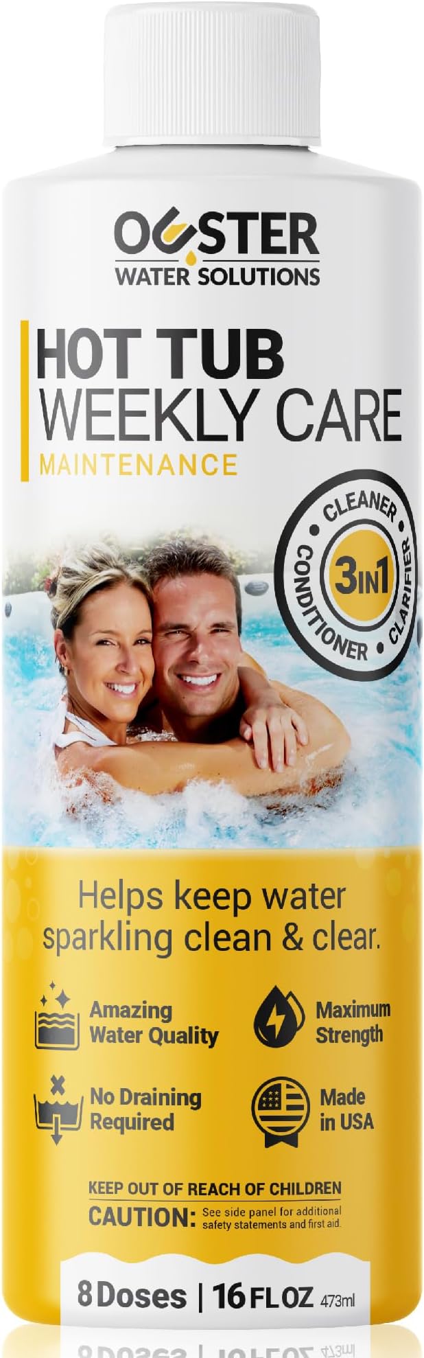 Bio Ouster 3in1 Weekly Hot Tub Cleaner, Conditioner, Clarifier - Hot Tub Chemicals for Standard & Inflatable Spas - Spa Chemicals for Crystal Clear & Sparkling Clean Water - Made in USA (16oz) by OusterWaterSolutions