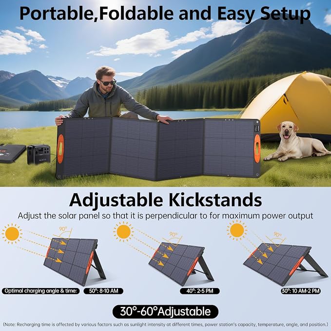 SOKIOVOLA N-Type 16BB 220W Portable Solar Panel for EF/Jackery/Bluetti/Anker Power Station, IP68 Waterproof Foldable Solar Panel ETFE 25% High Efficiency for Outdoor Camping RV Trip - Image 5