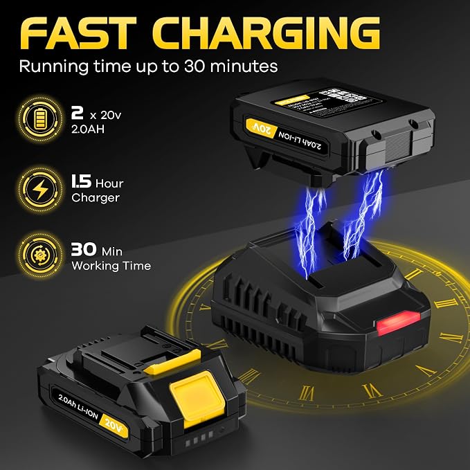 Leaf Blower, Electric Cordless Leaf Blower with 2 Batteries and Charger, 2 Speed Mode, Lightweight Leaf Blowers for Blowing Leaves, Lawn Care, Patio Cleaning and Dust - Image 4