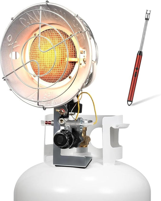 12-18,000 BTU Propane Heater, Tank Top Portable Heater with USB Rechargeable Lighter, Shut-off Valve and Tip-over Switch 3 Settings for Patio, RV Travel, Camping,Open Work