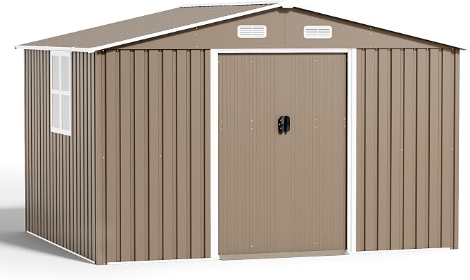 Kurapika Outdoor Storage Shed, 10x8FT Large Metal Tool House with Opening and Lockable Door, for Garden, Patio, Backyard, Lawn by Kurapikafurniture
