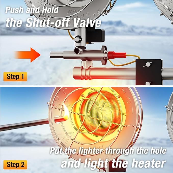 30000 BTU Propane Heater Outdoor, Double Tank Top Cordless Radiant Gas Heater, Tip-Over Protection, Safety Shut-off Valve for Patio, Camping, Fishing, Garage