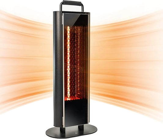 EAST OAK 1200W Patio Heater, Under Table Electric Heater with Double-Sided Design Silent Heating, IP65 Waterproof Portable Outdoor Heater with Handle and Protection from Tip-Over & Overheating