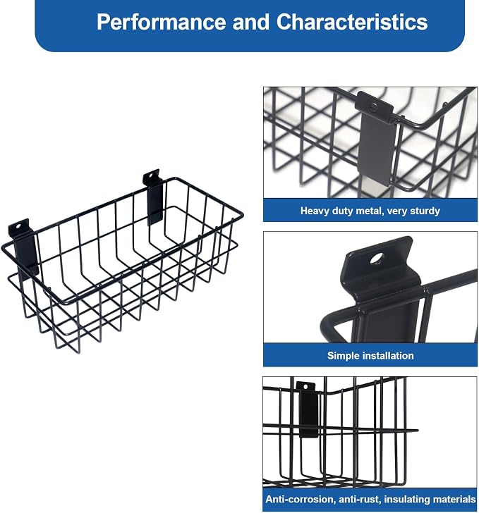 NeatiEase 29 PCS Slatwall Accessories Kit for Garage Rooms Shops Storage, Slat Wall Accessory Includes 3 Pack Slatwall Baskets Set and 26 PCS Multisized Heavy Duty Slatwall Hooks - Image 5