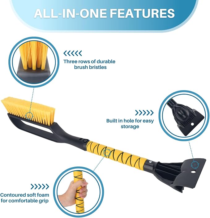 KeFanta Ice Scrapers for Car Windshield, 2 Pack 27'' Snow Removal Brush for SUV and Truck Window, Automotive Winter Accessories - Image 5