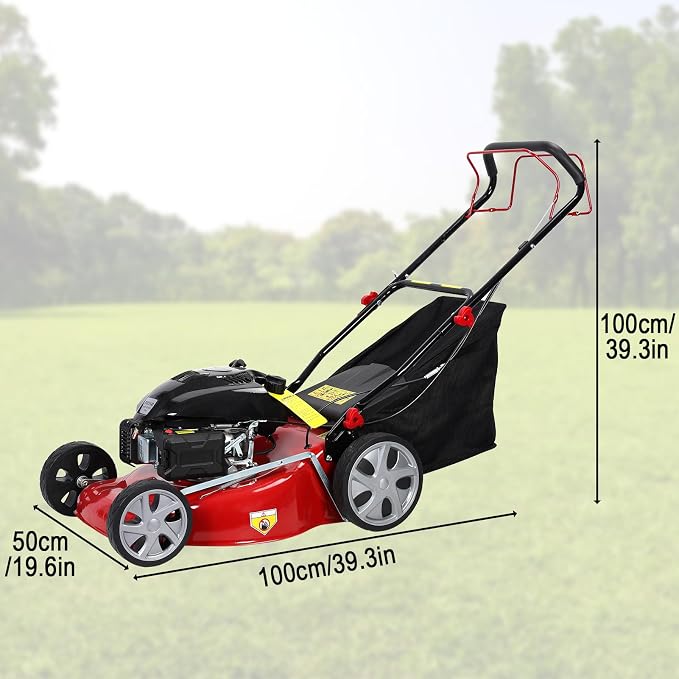 [Fast Arrival] 20 Inch Self Propelled Gas Lawn Mower - 141cc 4-Cycle Gas Powered Push Lawn Mower with 8 Positions Adjustable Cutting Height, Easy to Start, for Yard Garden, 50L Grass Tank Red - Image 2