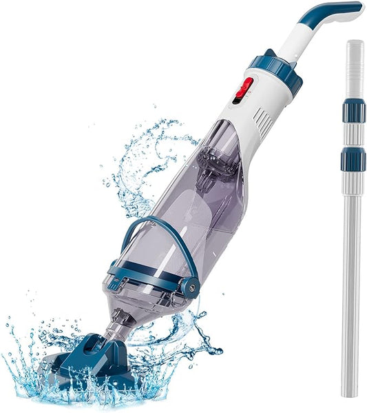 Pool Vacuum for Above Ground Pool with a Telescopic Pole, Running time up to 1H, Handheld Rechargeable Pool Cleaner with Powerful Suction up to 18.5 gallons/min, Ideal for Leaves & Debris, PC10 by Enhulk