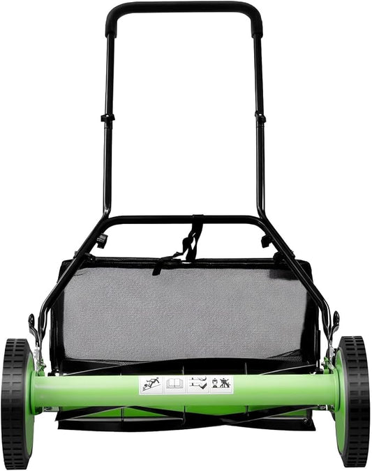 Manual Reel Mower, Manual Lawn Mower Cylinder Lawnmower, 5 Steel Blades & 9 Height Gears, Push Lawn Sweeper with Grass Catcher for Lawn Mowing in Villas Parks Gardens Green, Black by MuChaIOAK