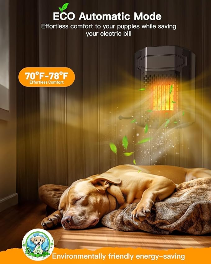 Outdoor Pet House Heater 500W - Kiroto WiFi APP Controlled Dog House Heater with Thermostat & Timer,Suitable for Winter Outdoor Heating of Outside Doghouses, Cat Beds and Chicken Coops