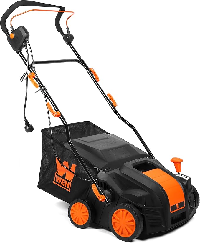 WEN DT1516 16-Inch 15-Amp 2-in-1 Electric Dethatcher and Scarifier with Collection Bag, Black - Image 2