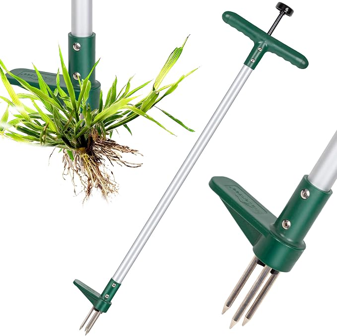 Walensee Weed Puller, Stand Up Weeder Hand Tool, Long Handle Garden Weeding Tool with 3 Claws, Hand Weed Hound Weed Puller for Dandelion, Standup Weed Root Pulling Tool and Picker, Grabber (1 Pack) by Walensee
